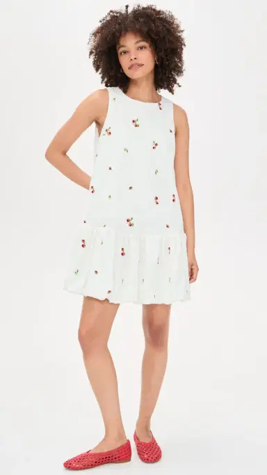 En Saison Strawberry Kiss Bubble Hem Mini Dress White Red ulti | Thumbnail 5 En Saison Strawberry Kiss Bubble Hem Mini Dress White Red ulti | Thumbnail 5