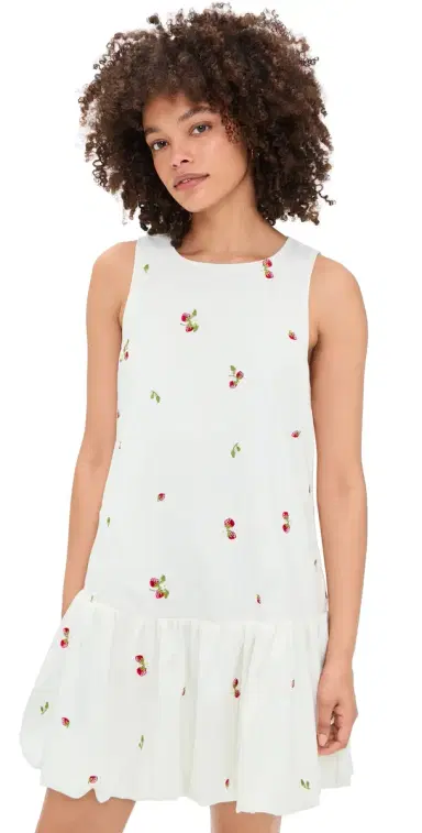 En Saison Strawberry Kiss Bubble Hem Mini Dress White Red ulti | Thumbnail 1 En Saison Strawberry Kiss Bubble Hem Mini Dress White Red ulti | Thumbnail 1