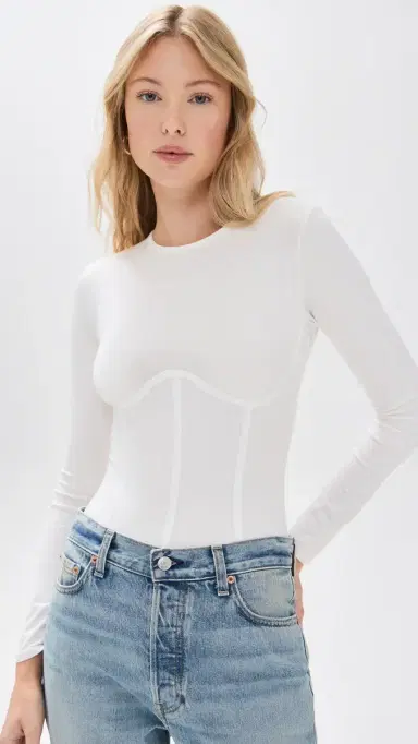 Fleur du Mal Cotton Long Sleeve Thong Bodysuit | Thumbnail 2 Fleur du Mal Cotton Long Sleeve Thong Bodysuit | Thumbnail 2