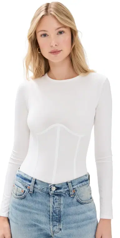 Fleur du Mal Cotton Long Sleeve Thong Bodysuit | Thumbnail 1 Fleur du Mal Cotton Long Sleeve Thong Bodysuit | Thumbnail 1