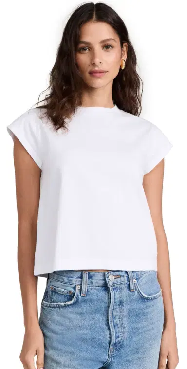AGOLDE Bryce Cap Sleeve Tee White | Thumbnail 1 AGOLDE Bryce Cap Sleeve Tee White | Thumbnail 1