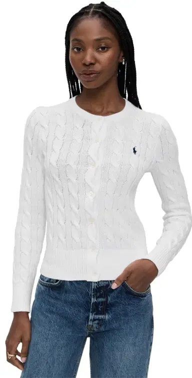 Polo Ralph Lauren Long Sleeve Cardigan White | Thumbnail 1 Polo Ralph Lauren Long Sleeve Cardigan White | Thumbnail 1
