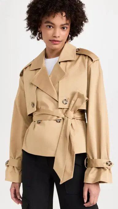 Favorite Daughter The Cropped Charles Trench Coat Sand | Thumbnail 2 Favorite Daughter The Cropped Charles Trench Coat Sand | Thumbnail 2