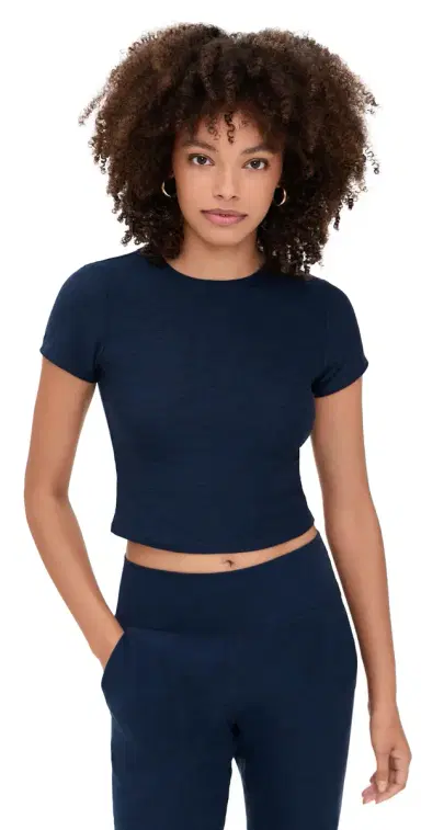 Beyond Yoga Featherweight Cropped Tee Nocturnal Navy | Thumbnail 1 Beyond Yoga Featherweight Cropped Tee Nocturnal Navy | Thumbnail 1