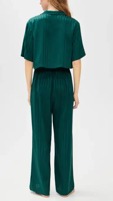 Lunya Washable Silk Striped Jacquard High Rise Pant Set Dusky Cypress Jacquard | Thumbnail 3 Lunya Washable Silk Striped Jacquard High Rise Pant Set Dusky Cypress Jacquard | Thumbnail 3