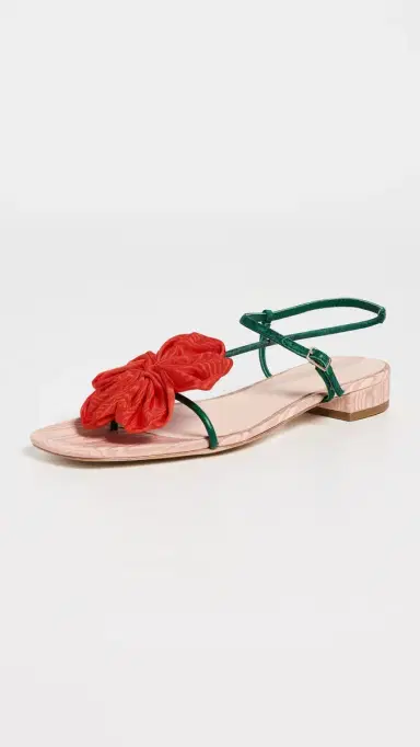 Loeffler Randall Genevieve Flower Applique Flat Sandals Nude/Green/Red | Thumbnail 2 Loeffler Randall Genevieve Flower Applique Flat Sandals Nude/Green/Red | Thumbnail 2