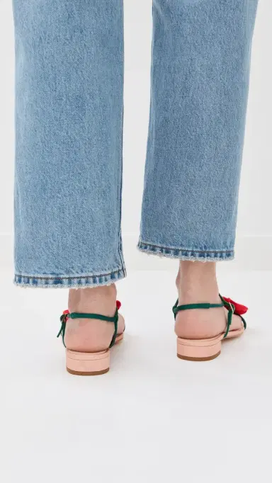 Loeffler Randall Genevieve Flower Applique Flat Sandals Nude/Green/Red | Thumbnail 4 Loeffler Randall Genevieve Flower Applique Flat Sandals Nude/Green/Red | Thumbnail 4