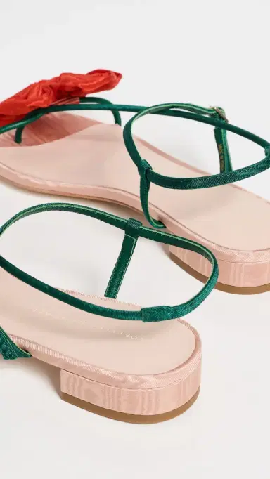 Loeffler Randall Genevieve Flower Applique Flat Sandals Nude/Green/Red | Thumbnail 6 Loeffler Randall Genevieve Flower Applique Flat Sandals Nude/Green/Red | Thumbnail 6