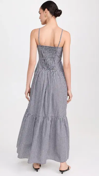 Playa Lucila Square Neck Maxi Dress Black Gingham | Thumbnail 3 Playa Lucila Square Neck Maxi Dress Black Gingham | Thumbnail 3