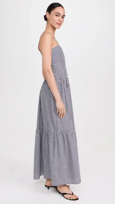 Playa Lucila Square Neck Maxi Dress Black Gingham | Thumbnail 4 Playa Lucila Square Neck Maxi Dress Black Gingham | Thumbnail 4