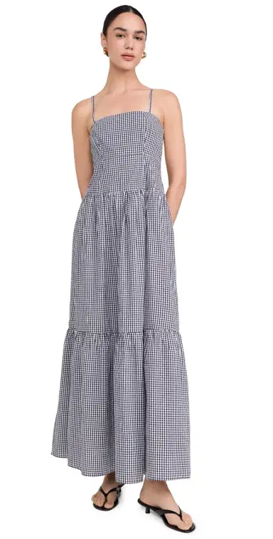 Playa Lucila Square Neck Maxi Dress Black Gingham | Thumbnail 1 Playa Lucila Square Neck Maxi Dress Black Gingham | Thumbnail 1