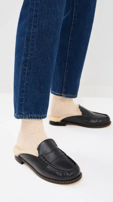 FRĒDA SALVADOR Temi Flats Black Calf w/ Shearling | Thumbnail 3 FRĒDA SALVADOR Temi Flats Black Calf w/ Shearling | Thumbnail 3