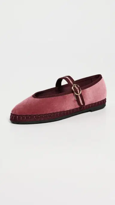 Flabelus Pierre Velvet Mary Jane Flats Burgundy 38 | Thumbnail 2 Flabelus Pierre Velvet Mary Jane Flats Burgundy 38 | Thumbnail 2