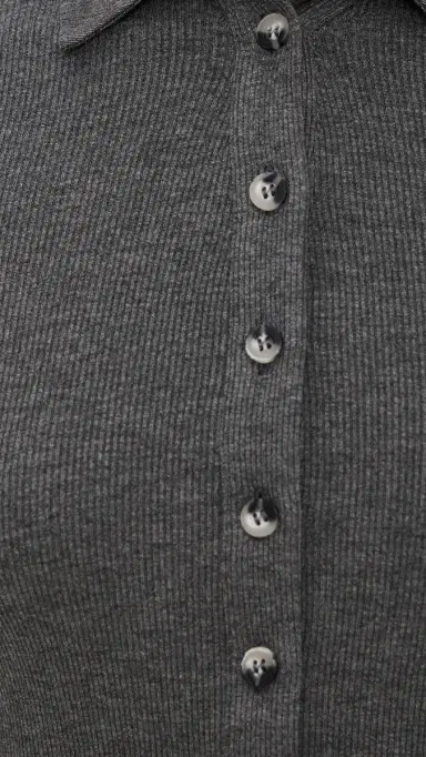 perfectwhitetee Luxe Rib Long Sleeve Button Polo Charcoal | Thumbnail 6 perfectwhitetee Luxe Rib Long Sleeve Button Polo Charcoal | Thumbnail 6