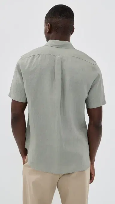 Vince hort leeve Linen hirt Matcha | Thumbnail 3 Vince hort leeve Linen hirt Matcha | Thumbnail 3