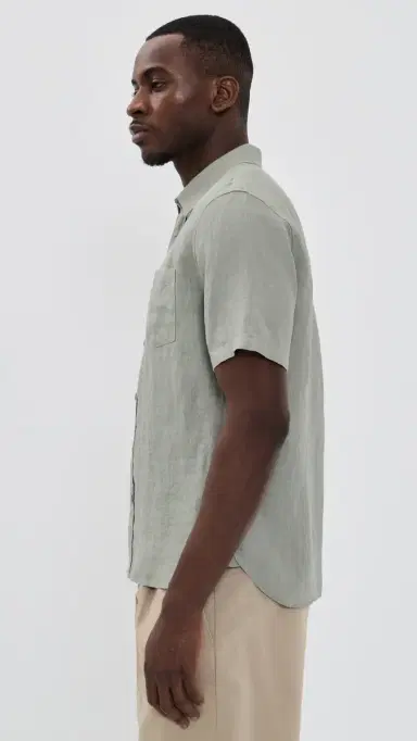 Vince hort leeve Linen hirt Matcha | Thumbnail 4 Vince hort leeve Linen hirt Matcha | Thumbnail 4