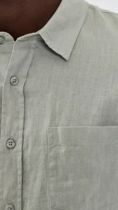 Vince hort leeve Linen hirt Matcha | Thumbnail 6 Vince hort leeve Linen hirt Matcha | Thumbnail 6