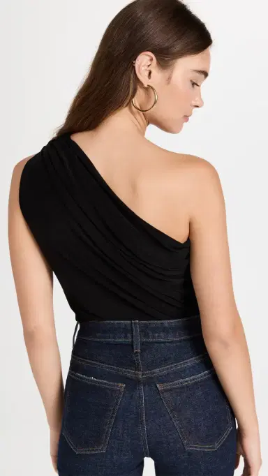 Norma Kamali One Shoulder Peasant Top Black | Thumbnail 3 Norma Kamali One Shoulder Peasant Top Black | Thumbnail 3