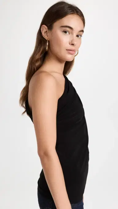 Norma Kamali One Shoulder Peasant Top Black | Thumbnail 4 Norma Kamali One Shoulder Peasant Top Black | Thumbnail 4