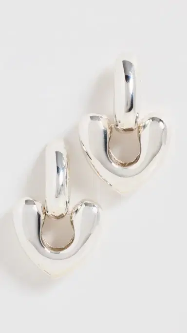 Annika Inez Large Heart Drop Earrings Silver One Size | Thumbnail 2 Annika Inez Large Heart Drop Earrings Silver One Size | Thumbnail 2