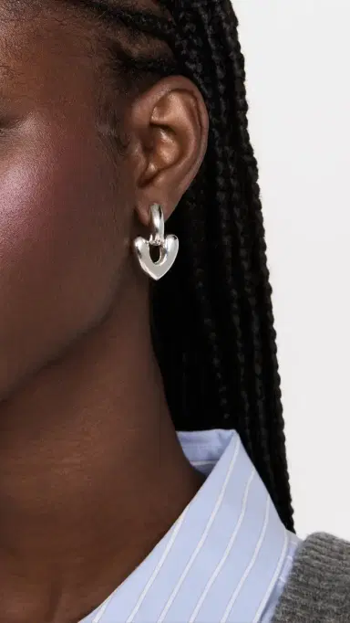 Annika Inez Large Heart Drop Earrings Silver One Size | Thumbnail 3 Annika Inez Large Heart Drop Earrings Silver One Size | Thumbnail 3
