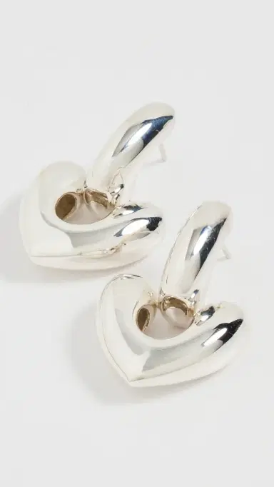 Annika Inez Large Heart Drop Earrings Silver One Size | Thumbnail 4 Annika Inez Large Heart Drop Earrings Silver One Size | Thumbnail 4