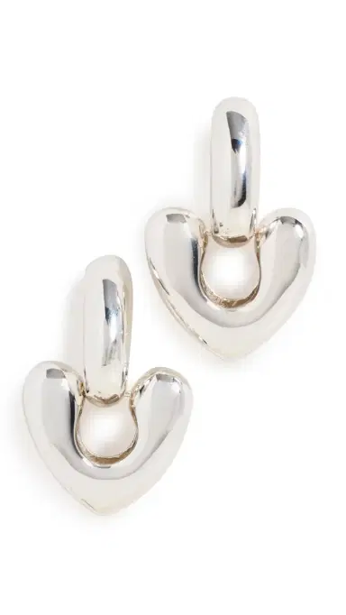 Annika Inez Large Heart Drop Earrings Silver One Size | Thumbnail 5 Annika Inez Large Heart Drop Earrings Silver One Size | Thumbnail 5