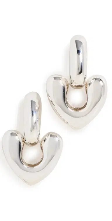 Annika Inez Large Heart Drop Earrings Silver One Size | Thumbnail 1 Annika Inez Large Heart Drop Earrings Silver One Size | Thumbnail 1