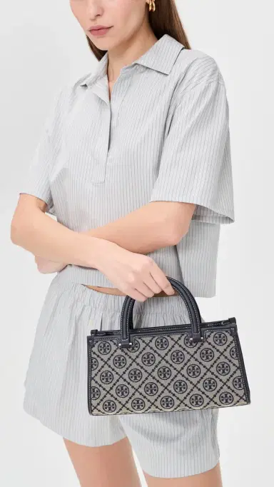 Tory Burch T Monogram East-West Tote Tory Navy One Size | Thumbnail 3 Tory Burch T Monogram East-West Tote Tory Navy One Size | Thumbnail 3