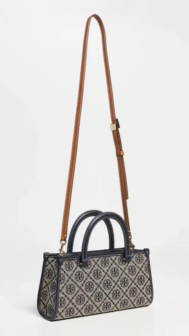Tory Burch T Monogram East-West Tote Tory Navy One Size | Thumbnail 4 Tory Burch T Monogram East-West Tote Tory Navy One Size | Thumbnail 4