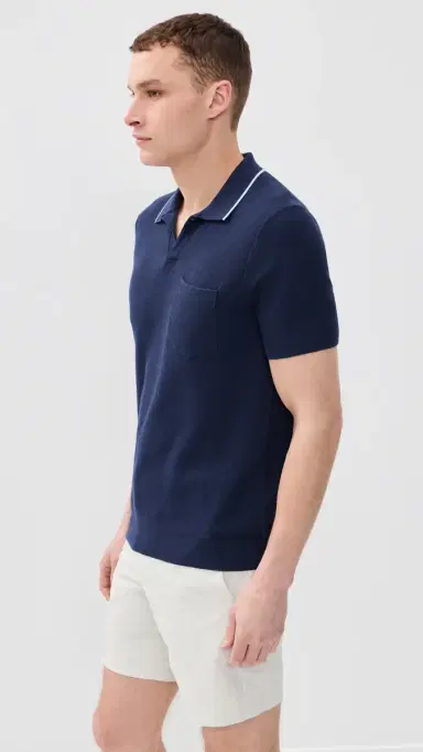 RLX Ralph Lauren Cotton Coomax Johnny Collar Sweater Polo Refined Navy/Office Blue | Thumbnail 4 RLX Ralph Lauren Cotton Coomax Johnny Collar Sweater Polo Refined Navy/Office Blue | Thumbnail 4