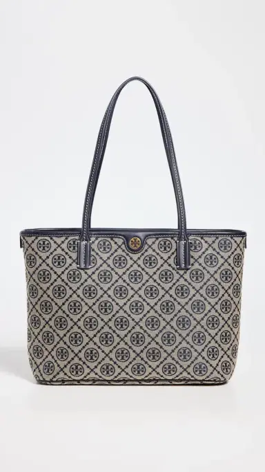 Tory Burch T Monogram Small Zip Tote Tory Navy One Size | Thumbnail 2 Tory Burch T Monogram Small Zip Tote Tory Navy One Size | Thumbnail 2