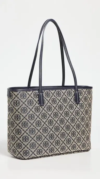 Tory Burch T Monogram Small Zip Tote Tory Navy One Size | Thumbnail 4 Tory Burch T Monogram Small Zip Tote Tory Navy One Size | Thumbnail 4