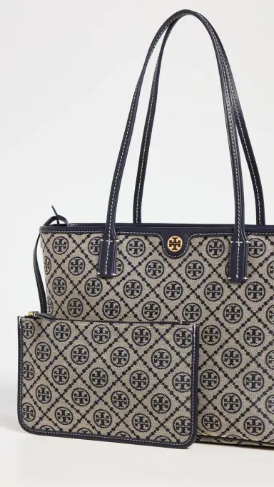 Tory Burch T Monogram Small Zip Tote Tory Navy One Size | Thumbnail 5 Tory Burch T Monogram Small Zip Tote Tory Navy One Size | Thumbnail 5