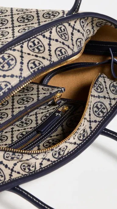 Tory Burch T Monogram Small Zip Tote Tory Navy One Size | Thumbnail 6 Tory Burch T Monogram Small Zip Tote Tory Navy One Size | Thumbnail 6