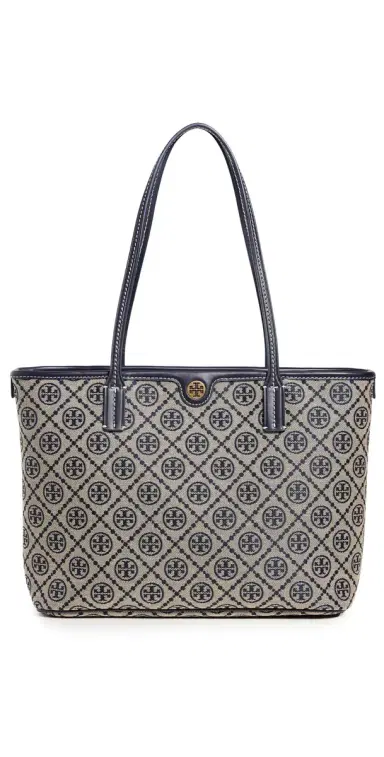 Tory Burch T Monogram Small Zip Tote Tory Navy One Size | Thumbnail 1 Tory Burch T Monogram Small Zip Tote Tory Navy One Size | Thumbnail 1