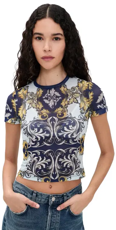 ALICE + OLIVIA Tess Mesh Tee Antique croll | Thumbnail 1 ALICE + OLIVIA Tess Mesh Tee Antique croll | Thumbnail 1