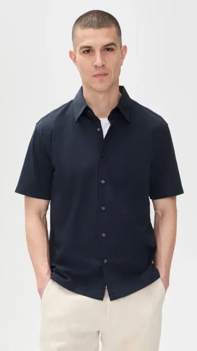 Theory tructure Knit Irving Short Sleeve Shirt Eclipse | Thumbnail 2 Theory tructure Knit Irving Short Sleeve Shirt Eclipse | Thumbnail 2