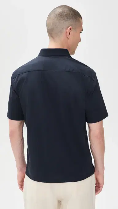 Theory tructure Knit Irving Short Sleeve Shirt Eclipse | Thumbnail 3 Theory tructure Knit Irving Short Sleeve Shirt Eclipse | Thumbnail 3