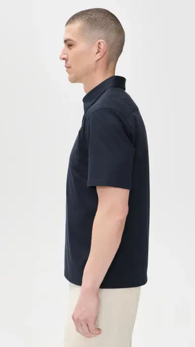 Theory tructure Knit Irving Short Sleeve Shirt Eclipse | Thumbnail 4 Theory tructure Knit Irving Short Sleeve Shirt Eclipse | Thumbnail 4