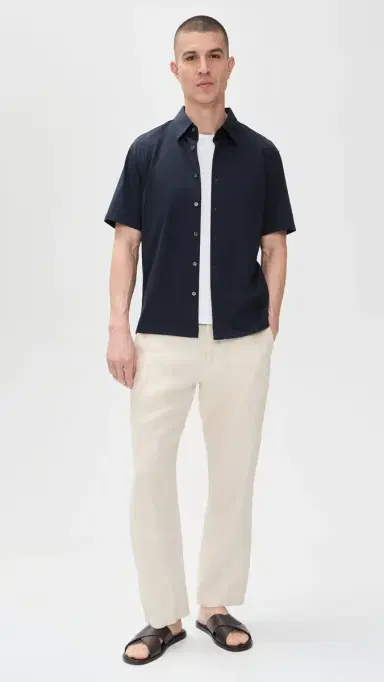 Theory tructure Knit Irving Short Sleeve Shirt Eclipse | Thumbnail 5 Theory tructure Knit Irving Short Sleeve Shirt Eclipse | Thumbnail 5
