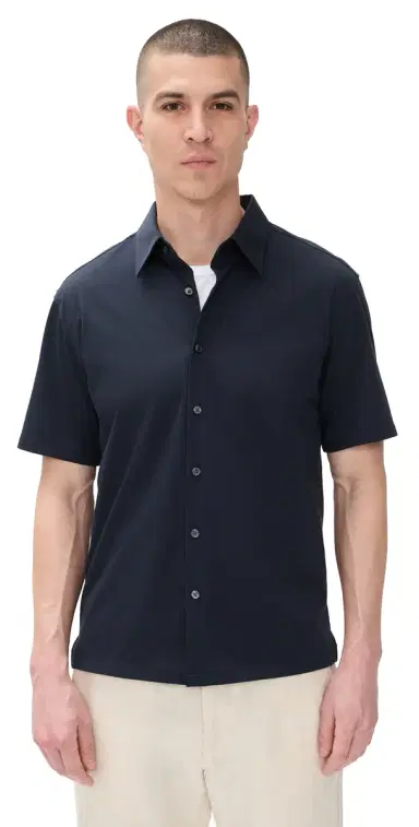 Theory tructure Knit Irving Short Sleeve Shirt Eclipse | Thumbnail 1 Theory tructure Knit Irving Short Sleeve Shirt Eclipse | Thumbnail 1