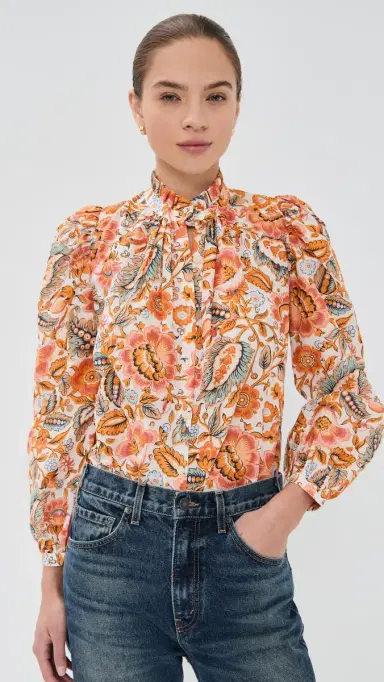 Alix of Bohemia Annabel Topaz Flower hirt Off-White | Thumbnail 2 Alix of Bohemia Annabel Topaz Flower hirt Off-White | Thumbnail 2