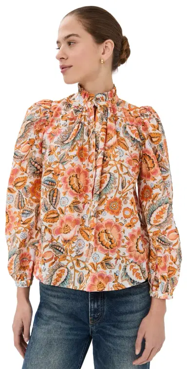 Alix of Bohemia Annabel Topaz Flower hirt Off-White | Thumbnail 1 Alix of Bohemia Annabel Topaz Flower hirt Off-White | Thumbnail 1