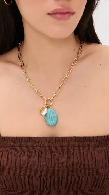 Mignonne Gavigan Natalia Charm Necklace Turquoise One Size | Thumbnail 3 Mignonne Gavigan Natalia Charm Necklace Turquoise One Size | Thumbnail 3