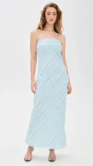endless rose Strapless Ruffled Maxi Dress Icy Blue | Thumbnail 2 endless rose Strapless Ruffled Maxi Dress Icy Blue | Thumbnail 2