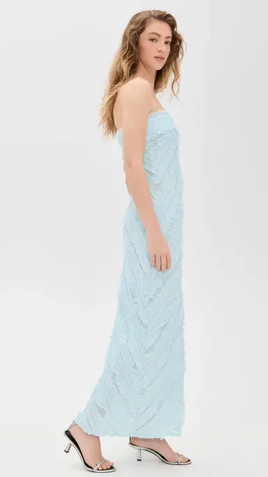 endless rose Strapless Ruffled Maxi Dress Icy Blue | Thumbnail 4 endless rose Strapless Ruffled Maxi Dress Icy Blue | Thumbnail 4