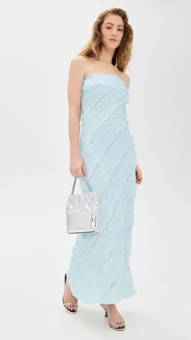 endless rose Strapless Ruffled Maxi Dress Icy Blue | Thumbnail 5 endless rose Strapless Ruffled Maxi Dress Icy Blue | Thumbnail 5