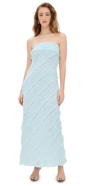 endless rose Strapless Ruffled Maxi Dress Icy Blue | Thumbnail 1 endless rose Strapless Ruffled Maxi Dress Icy Blue | Thumbnail 1