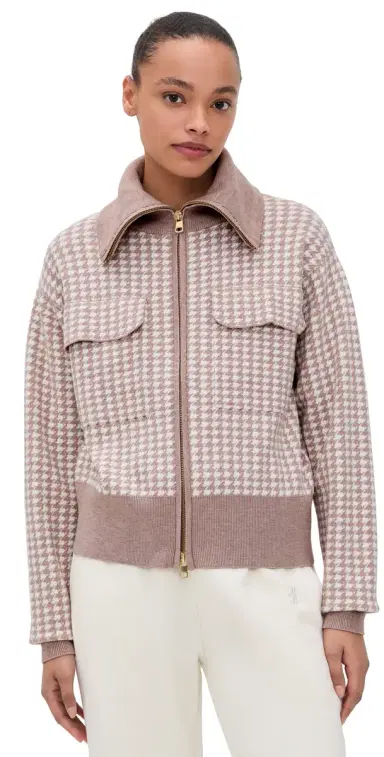 Varley Ablett Jacquard Knit Jacket Taupe | Thumbnail 1 Varley Ablett Jacquard Knit Jacket Taupe | Thumbnail 1